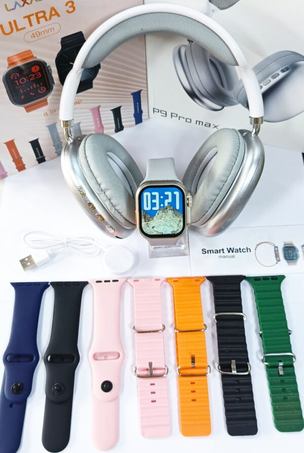 Smart Watch LAXASFIT Ultra3 + Casque P9 Pro max