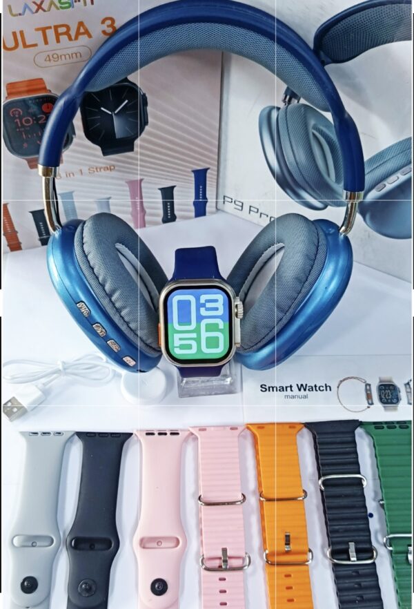 Smart Watch LAXASFIT Ultra3 + Casque P9 Pro max