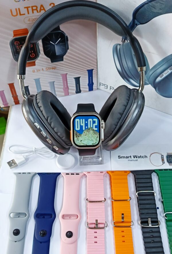 Smart Watch LAXASFIT Ultra3 + Casque P9 Pro max